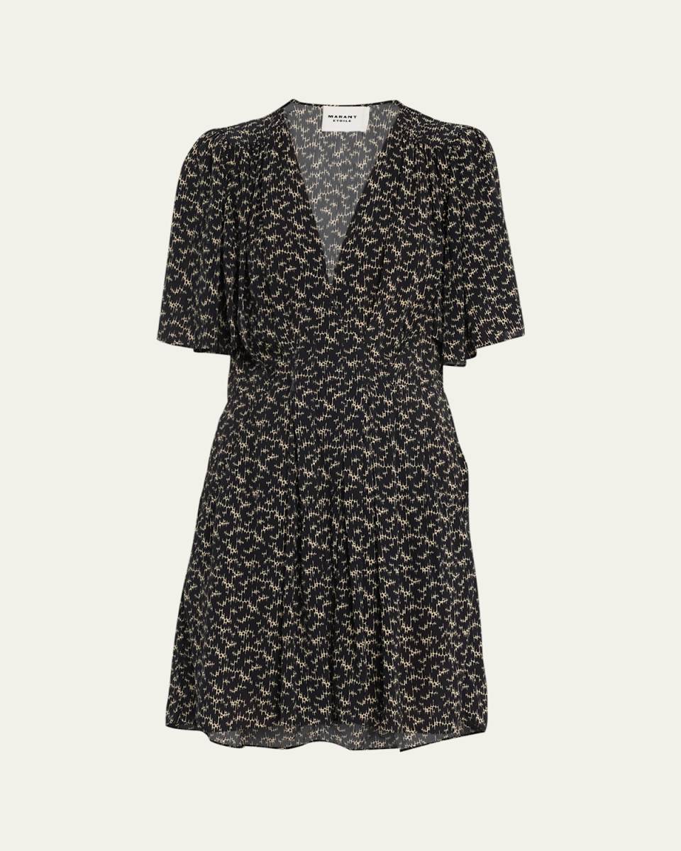 Vedolia Printed V-Neck Mini Dress